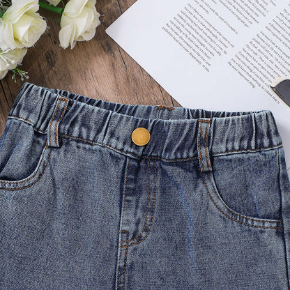 New Spring Casual Denim Trousers For Toddlers And Young Children