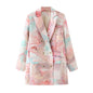 Graffiti Printing Double Breasted Blazer For Women
