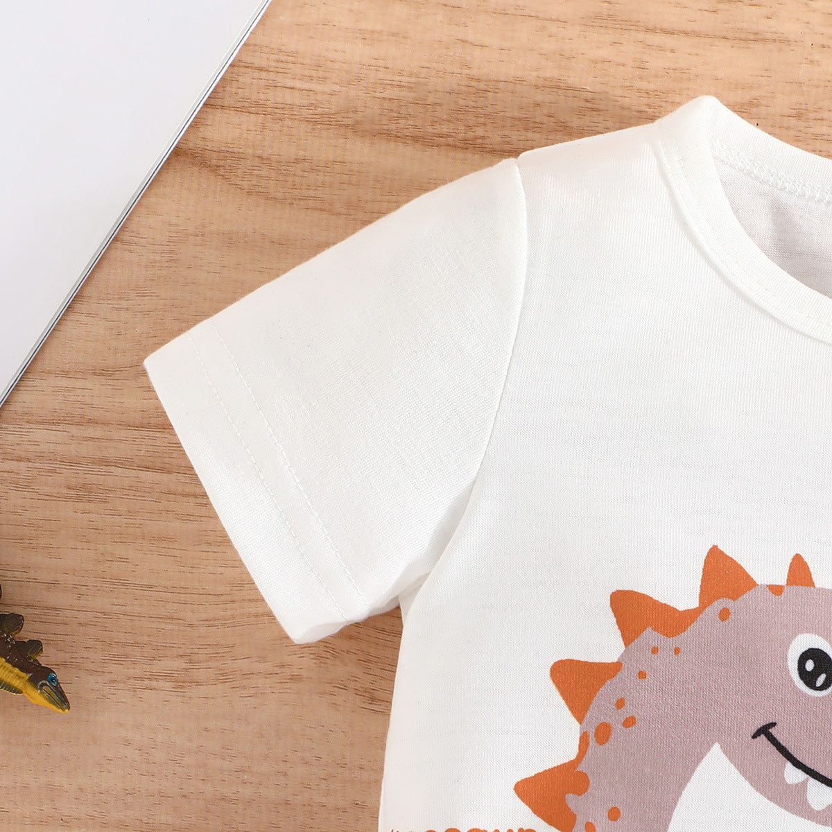 Summer Boy Dinosaur Printed T-shirt Denim Shorts Suit