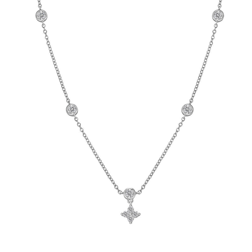 S925 Sterling Silver Necklace Bracelet Female Starry Design Zircon