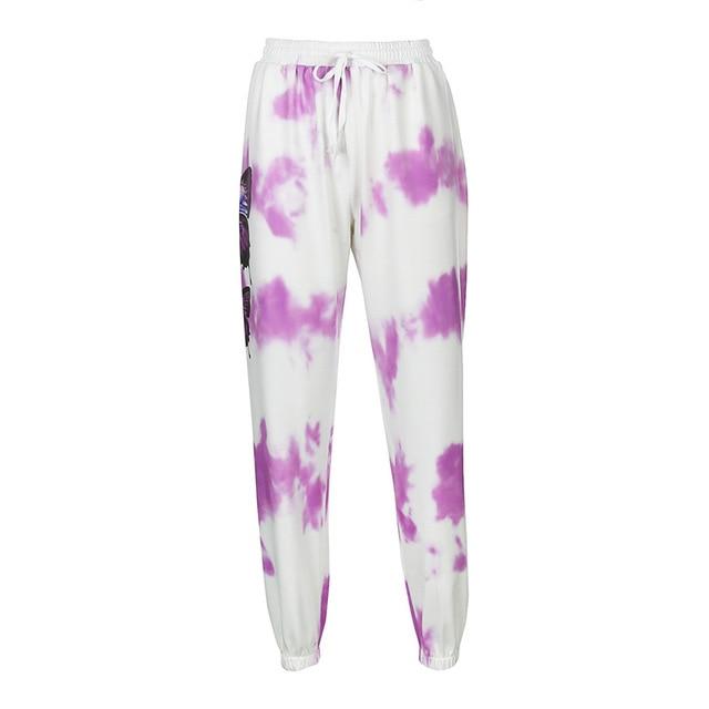 Purple tie-dye butterfly print vest sweater pants women