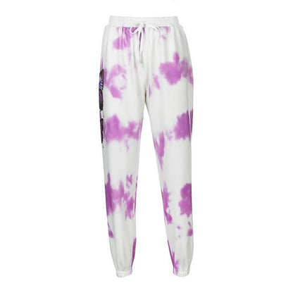 Purple tie-dye butterfly print vest sweater pants women