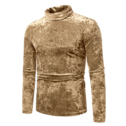 New Men's Long-sleeve Fashionable Velvet High-neck Undershirt
