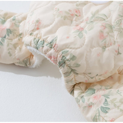 New Autumn Winter Dog Overalls Thick 4-Legged Chinese Floral Tang Style Cotton-Padded Jumpsuit Pet Clothes For Small Dogs