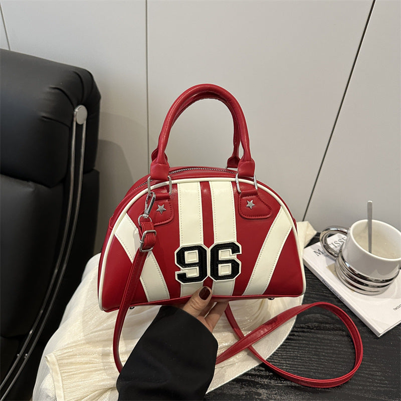 .Colorful Stripe Contrast Single Shoulder Bag Stylish Commuter Handbag Crossbody Bag