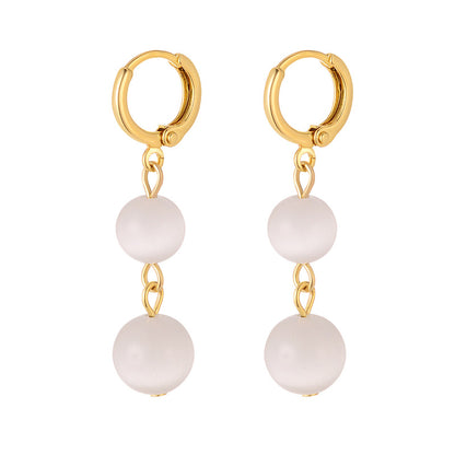 Light Luxury Opal Silver Earrings French Goddess Fan