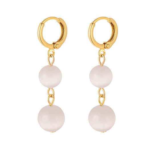 Light Luxury Opal Silver Earrings French Goddess Fan