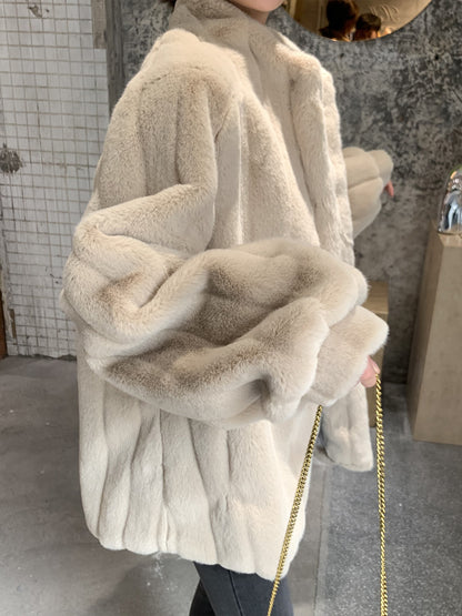 Lamb Fur Coat Stand Collar Fur Coat