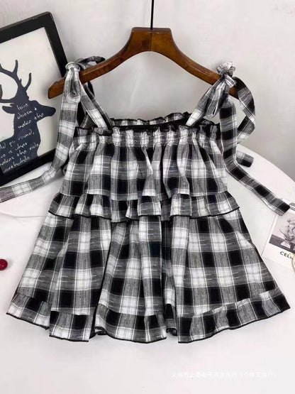Sweet Girl Summer New Western Style Youthful-looking Ruffle Sleeveless Vest Women's Top