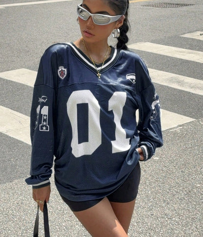 Women's Number And Letter Printed Football T-shirt