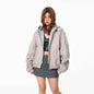 Fake Two Pieces Hooded Workwear Coats Female Cropped Jacket