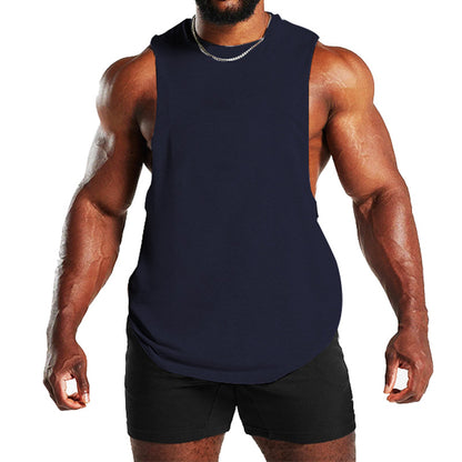 New Fitness Wide Shoulder Vest Men's Solid Color Sports Casual