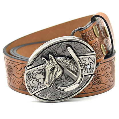 Personality Student Trendy Printing Engraving Smooth Buckle Knife Embossing Belt