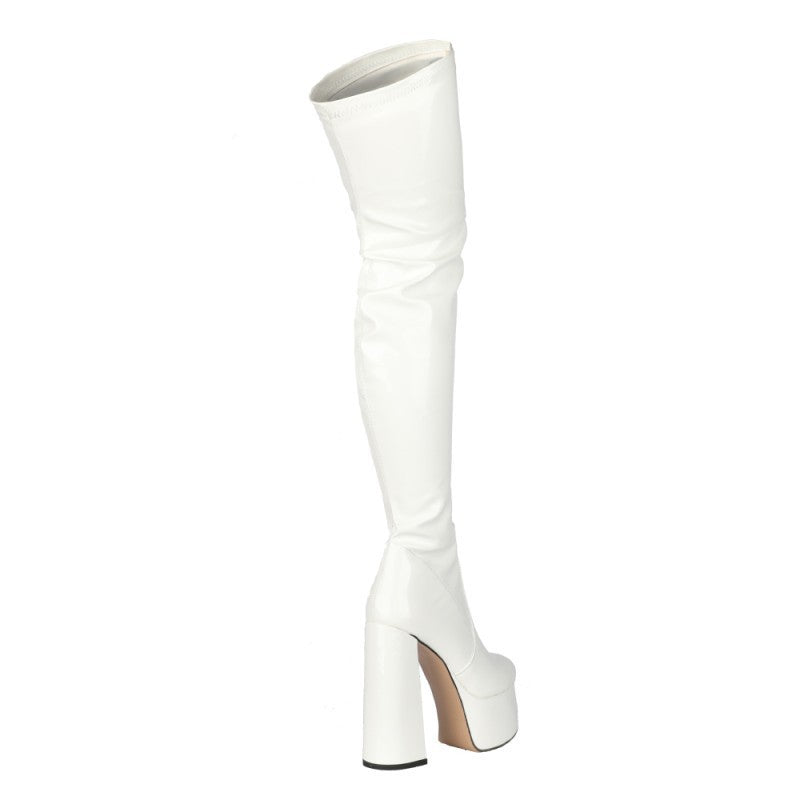 High Heel White Over-the-knee Boots Plus Size Women's Boots 45