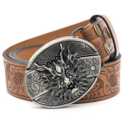 Personality Student Trendy Printing Engraving Smooth Buckle Knife Embossing Belt