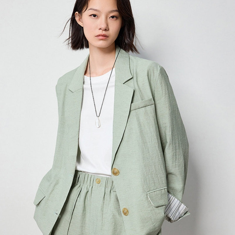Linen Suit Jacket For Women Leisure Commute Loose