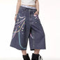 Retro Color Chain Printed Cropped Jeans For Women