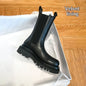 Mid-calf Thick-soled Women's Leather Boots In British Style