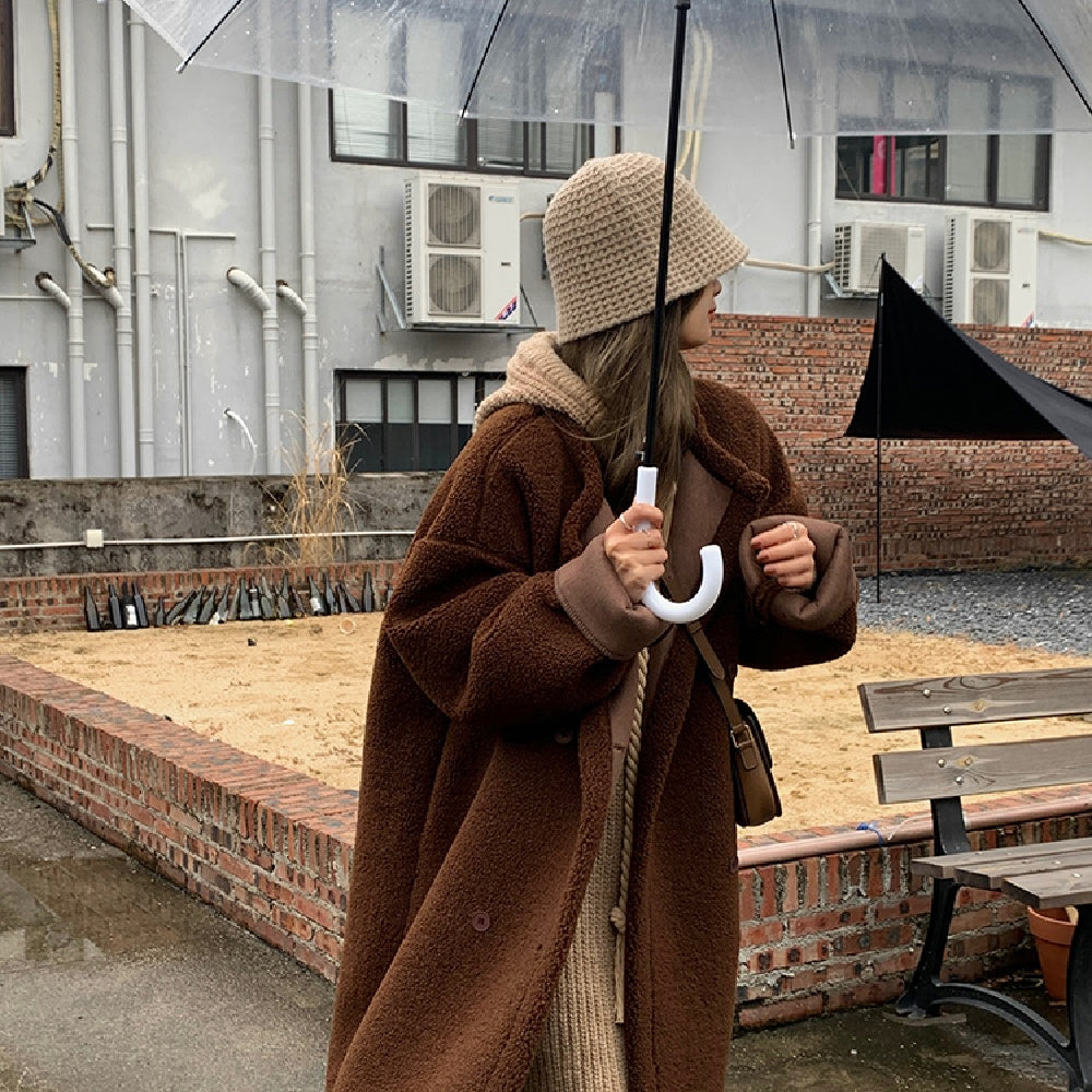 Lamb Hair Grain Wool Coat Women