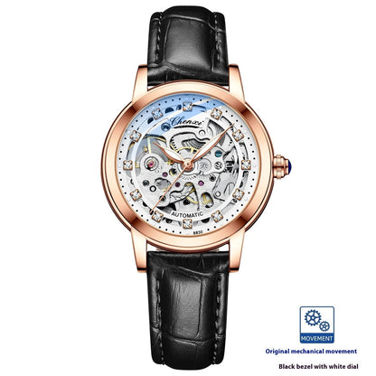 Fashion Diamond Waterproof Automatic Hollow Mechanical Watch