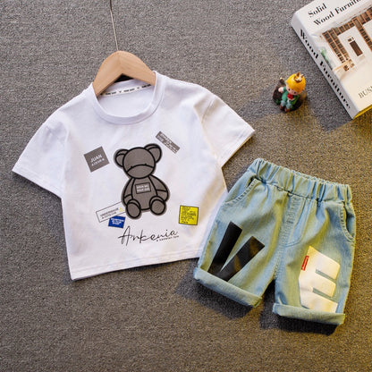 Summer New Cotton Baby Boy And Baby Girl Short-sleeved Shorts Two-piece Set