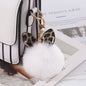 Leopard Print Small Ears Fur Ball Keychain