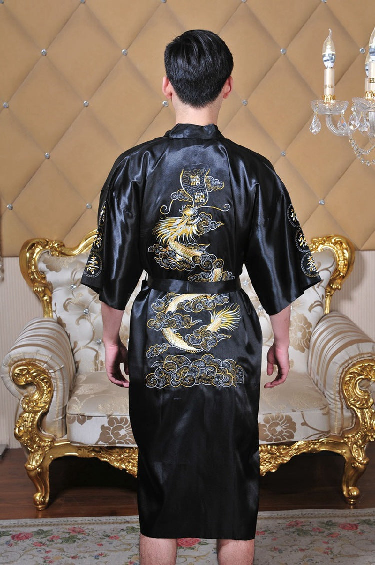 Men's home clothes embroidered Nightgown