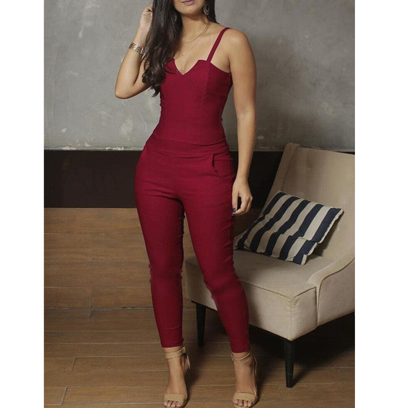 Jumpsuit Black Elegant Sleeveless Party Night Sexy Spring Long Pants
