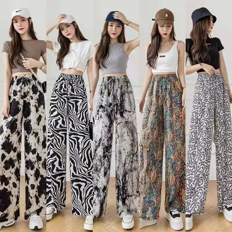 Draping Mopping Pants Straight Ink Painting Dye Pants For Women