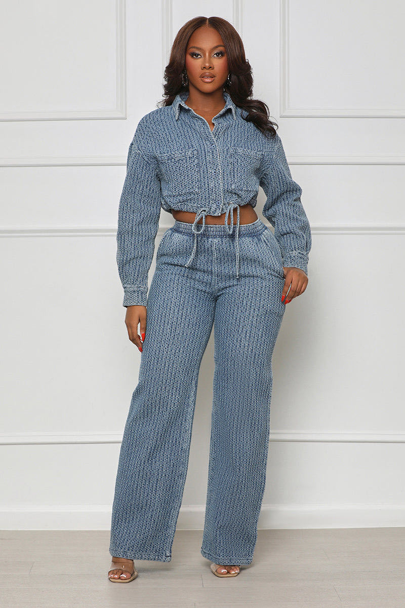 Fashion Denim Women's Wear Two-piece Set