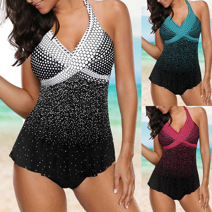 Summer split swimsuit polka dot gradient swimsuit