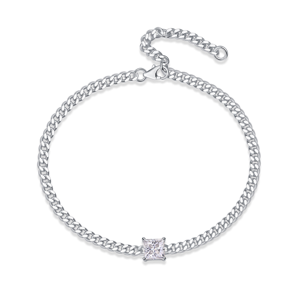 Resolute - Set With Top-quality Moissanite, Fashionable And Light Luxury Jewelry Silver Bracelet S925, Silver-plated Platinum