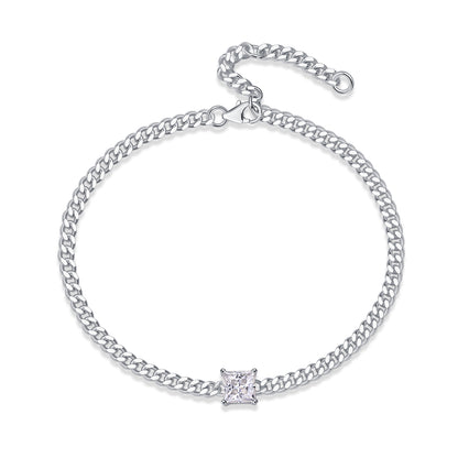 Resolute - Set With Top-quality Moissanite, Fashionable And Light Luxury Jewelry Silver Bracelet S925, Silver-plated Platinum