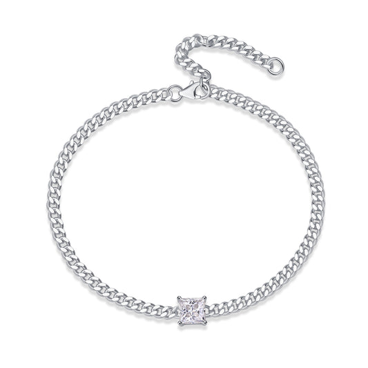 Resolute - Set With Top-quality Moissanite, Fashionable And Light Luxury Jewelry Silver Bracelet S925, Silver-plated Platinum