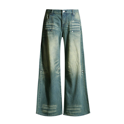 Washed-out Vintage Straight Jeans For Women