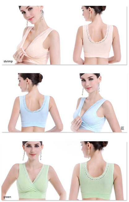 Lace Vest-style Maternity Underwear Wireless Cross Nursing Bra