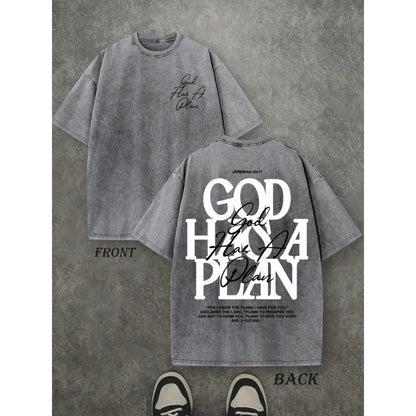 Vintage Washed Double-sided Printed T-shirt