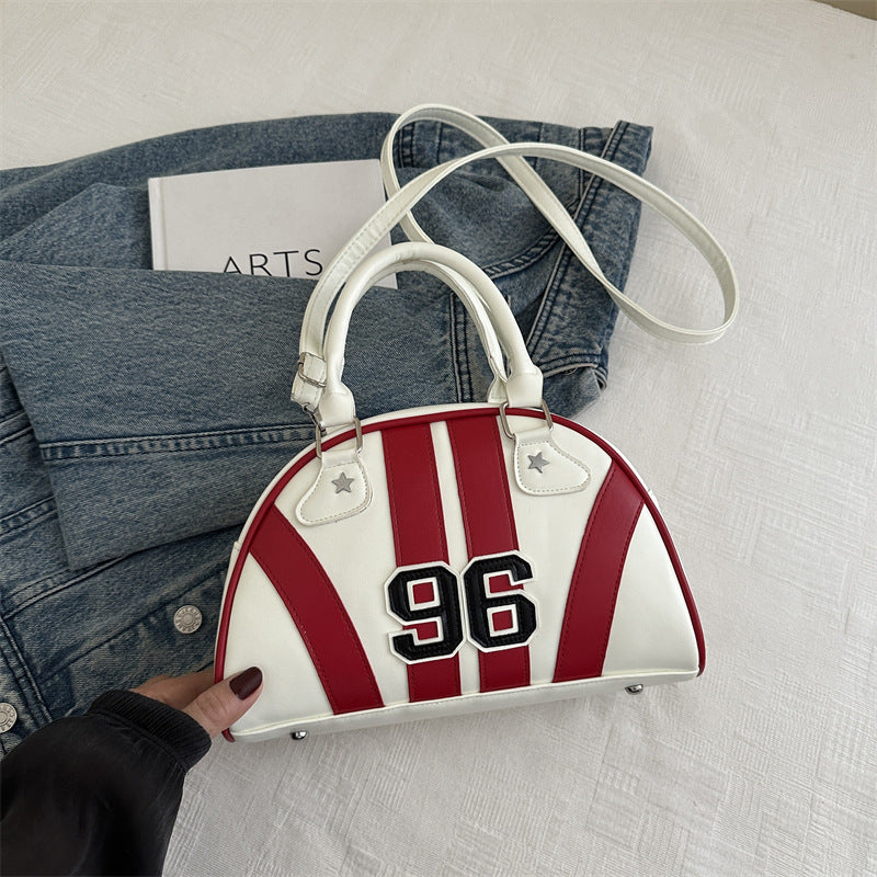 .Colorful Stripe Contrast Single Shoulder Bag Stylish Commuter Handbag Crossbody Bag