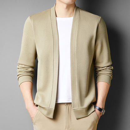 Spring New Fake Two-piece Men's Long-sleeved Knitted Cardigan