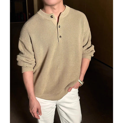 Mens Chunky Solid-Color Sweater For FallWinter