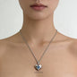 Fashionable Blue Sparkling Diamond Heart Pendant Necklace