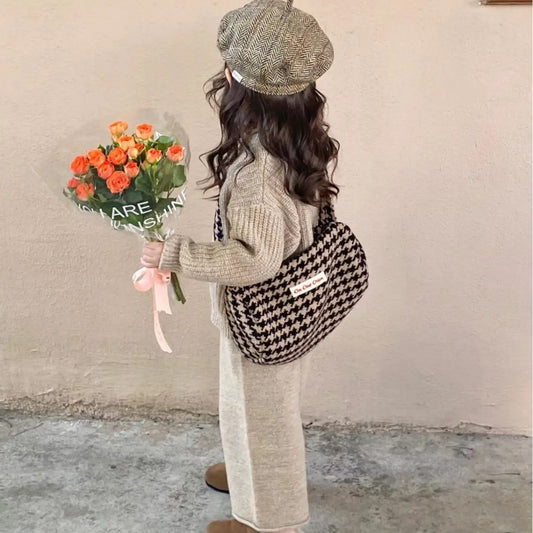 Girls Sweater Suit Sweater Knitted Wide-leg Pants