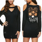 Women Tops Sexy Party Blusas Long Sleeve T-Shirt Women Punk Skull Off Shoulder