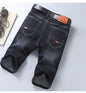 Jeans Shorts Men Elastic Straight Denim Mid Waist Loose Shorts