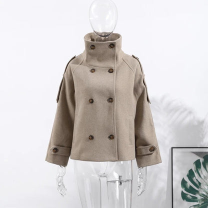 Casual Short Stand Collar Trench Coat For Women
