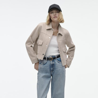 All-matching Turn-down Collar Long Sleeve Soft Blazer Jacket