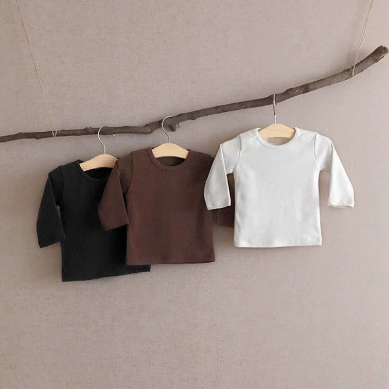 Versatile Round Neck Toddler T-shirt With Solid Color Base