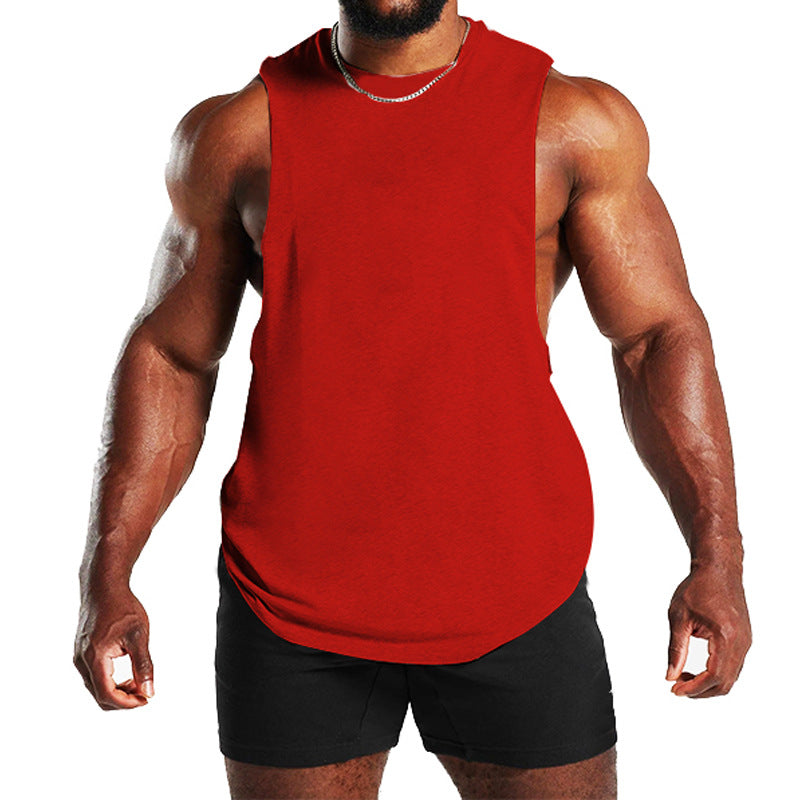New Fitness Wide Shoulder Vest Men's Solid Color Sports Casual