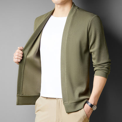Spring New Fake Two-piece Men's Long-sleeved Knitted Cardigan