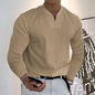 Men's V-neck Breathable Casual Long Sleeve T-shirt